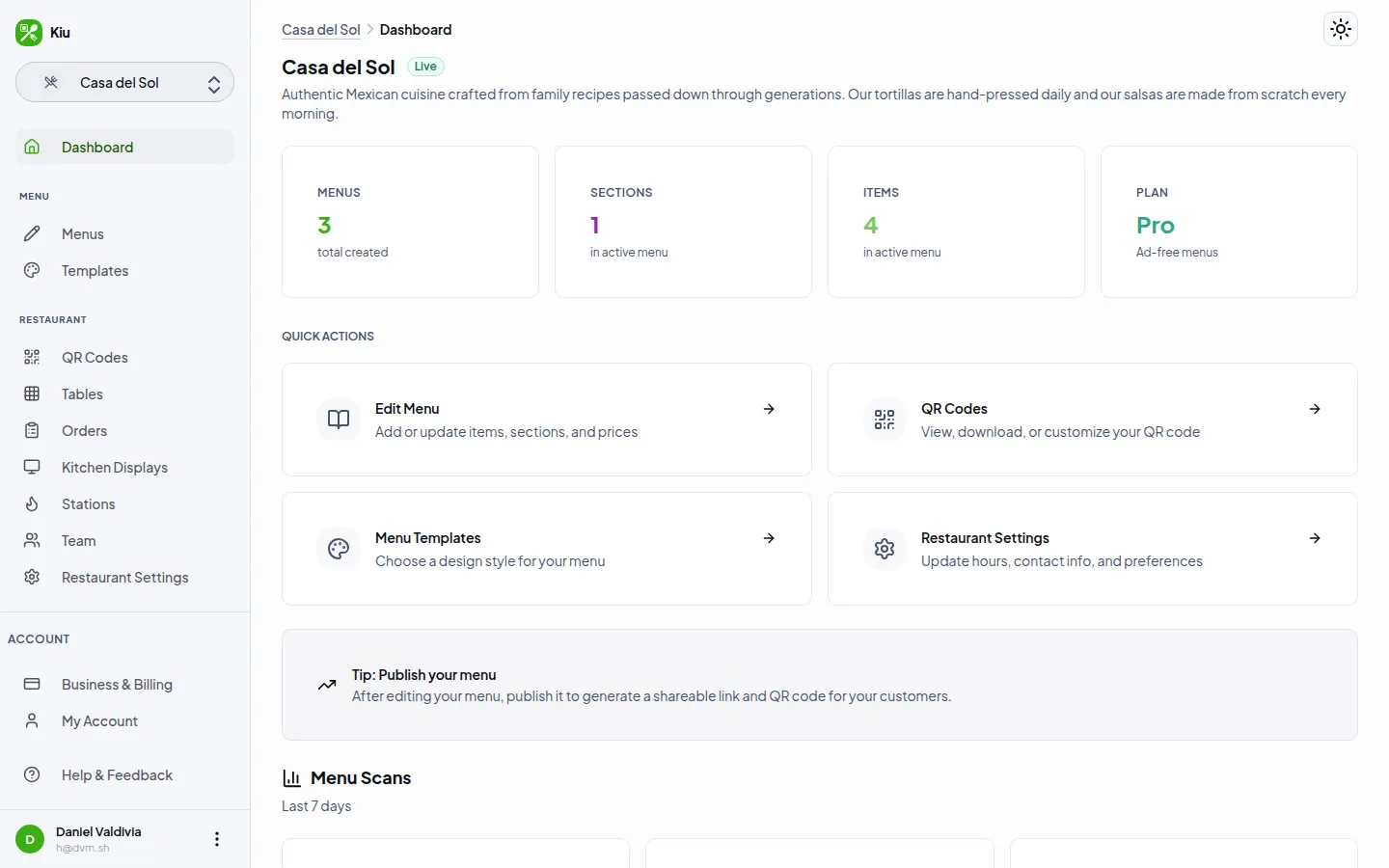 Run your menu — and your service — from one place